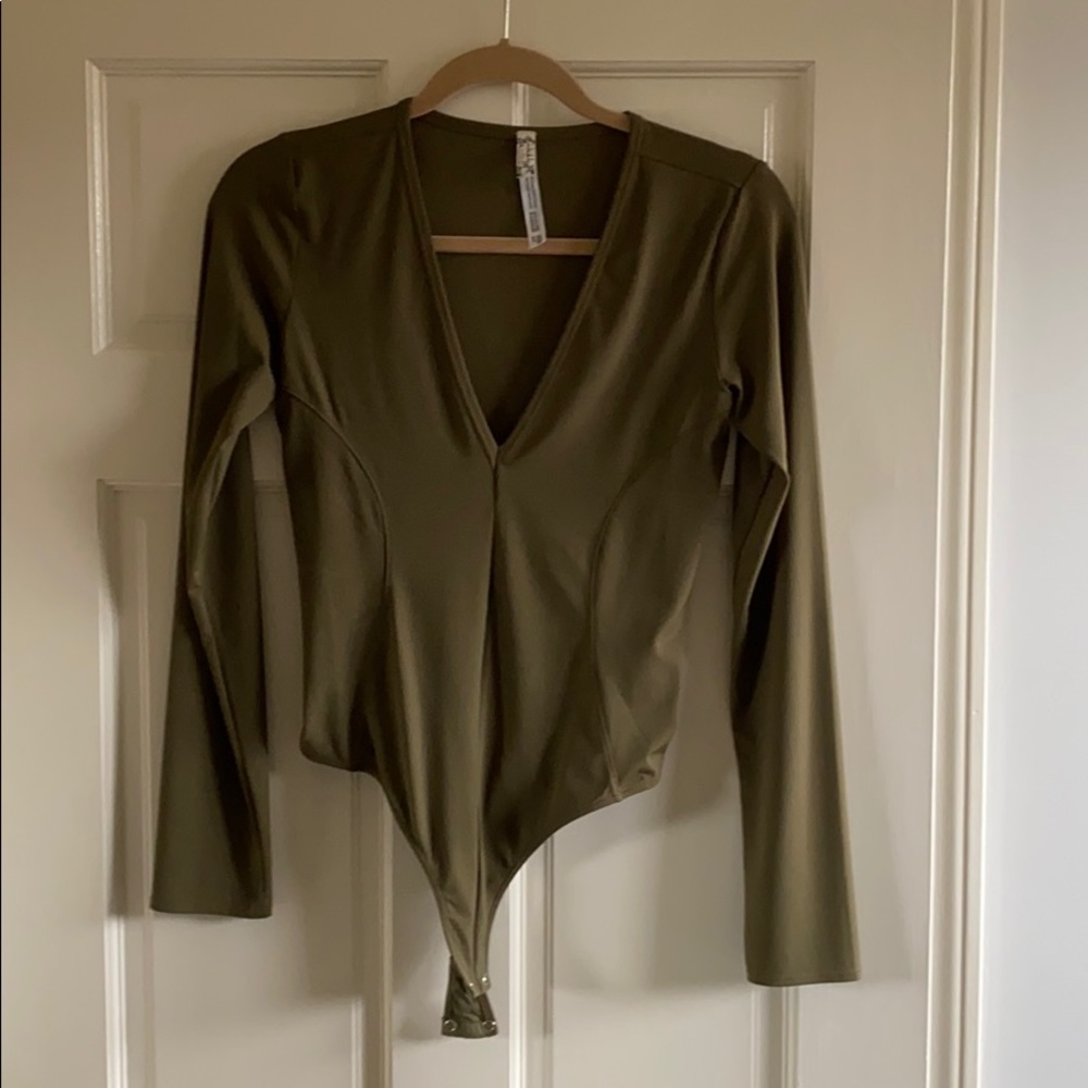 Free People Olive Green Bobysuit